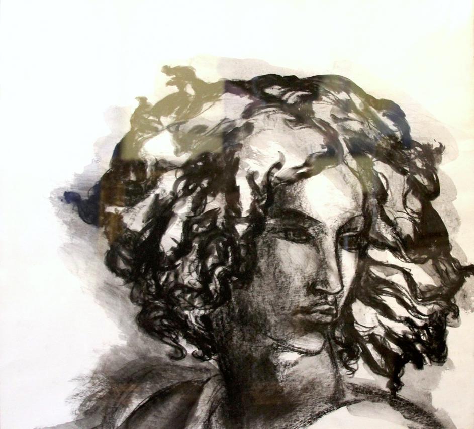 John Boyce (American 1938), Portrait: charcoal on paper, 22 x 24 in; framed: 28 x 30 in; good condition, Born in 1938, John Boyce developed an interest in painting as a young boy. On leaving school, he began an apprenticeship in Devon por