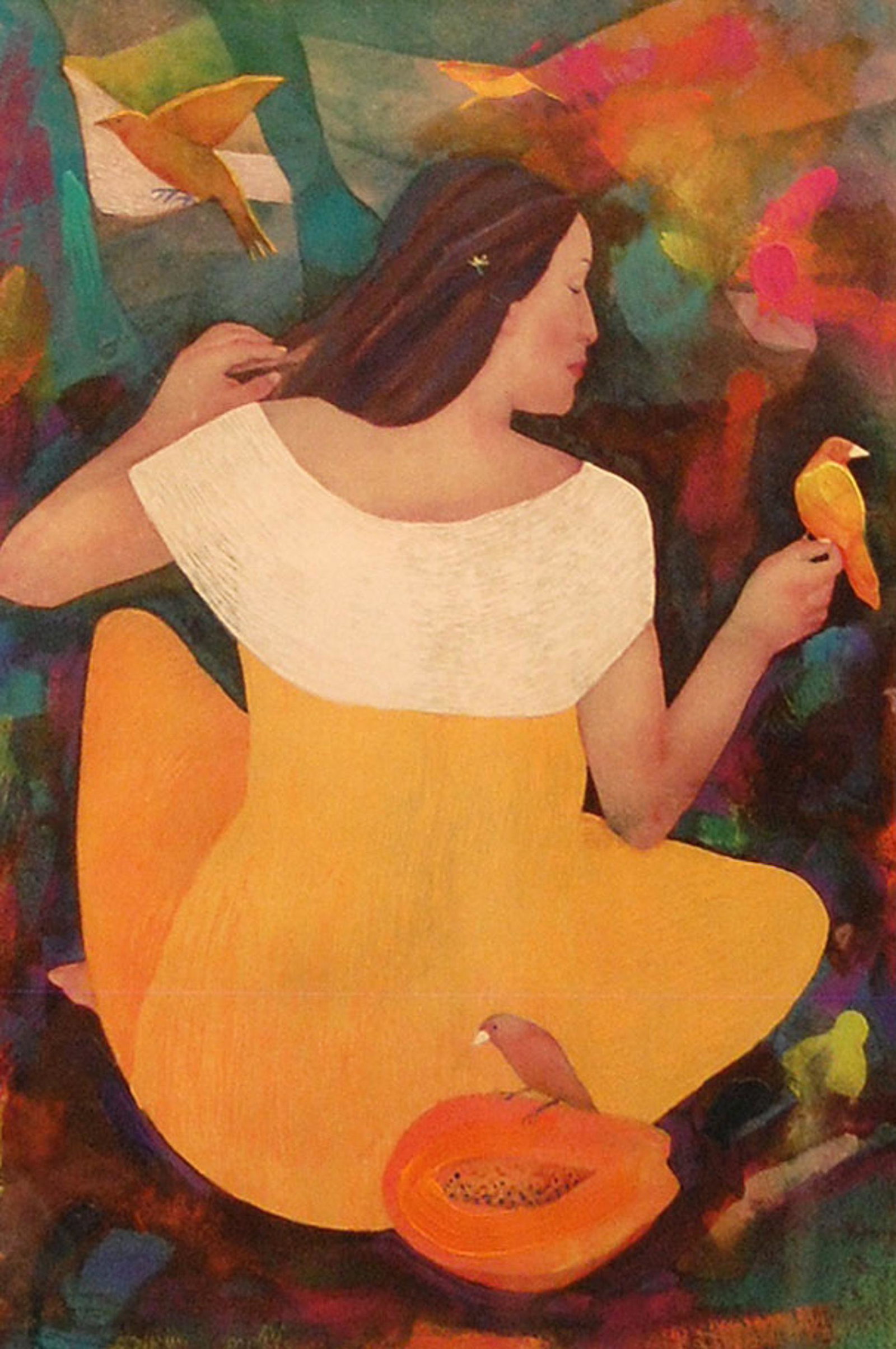 Cespedes Mario (Bolivian 1940-): Serigraphic print with hand-painted additions; 16 x 12 in; framed: 23 x 19 in; Limited edition 94/180. Hand signed by the artist. MARIO CESPEDES was encouraged from an early age to develop his talent 