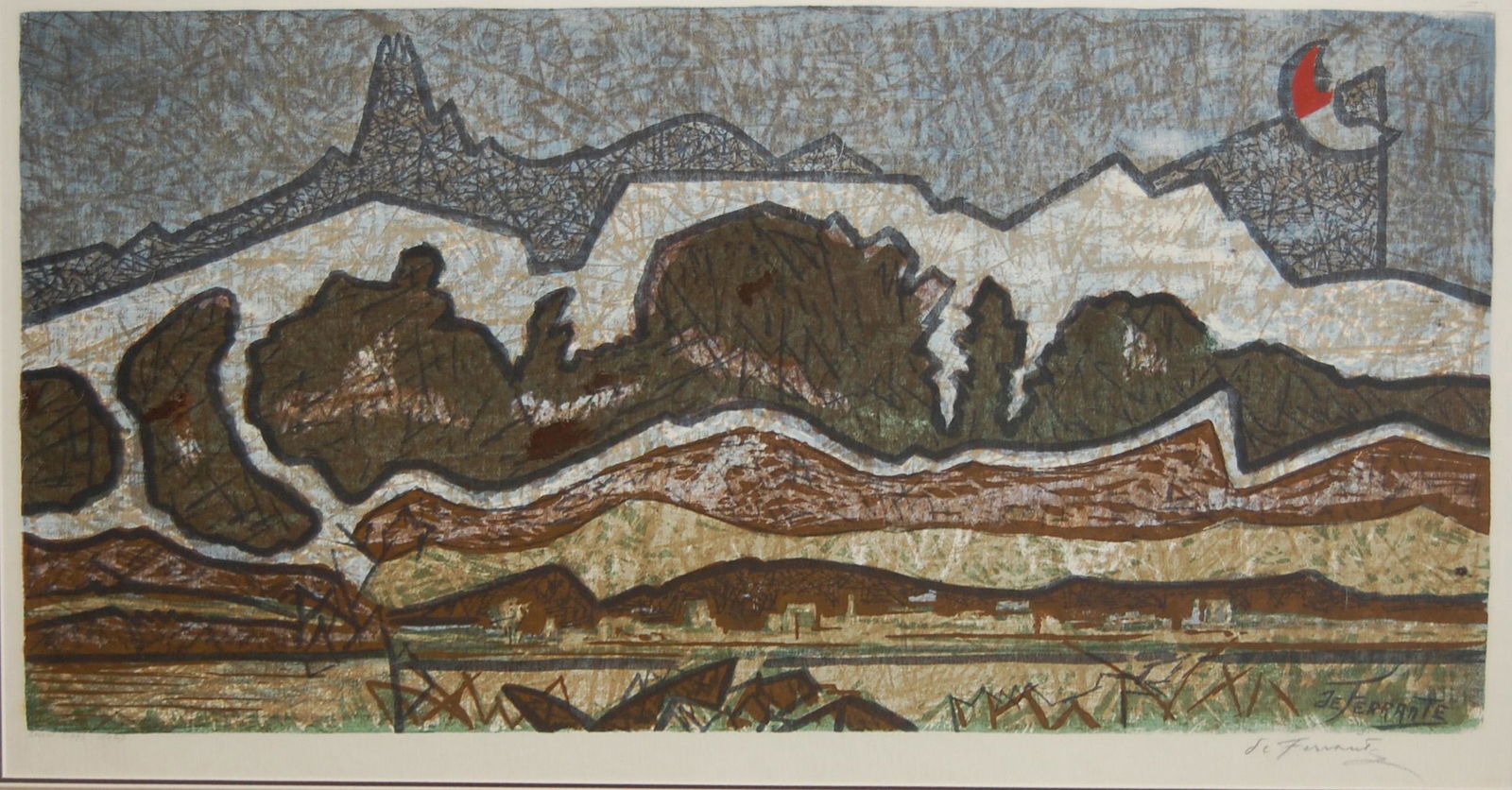 De Ferrante Mario (Italian/American, 1898-1992), Snow: lithography, 18 x 31 in, edition 50. a set of four nicely framed, fair condition, Mario de Ferrante (Italian/American, 1898-1992) Studied with Antonio Mancini in Italy before coming to the United Stat