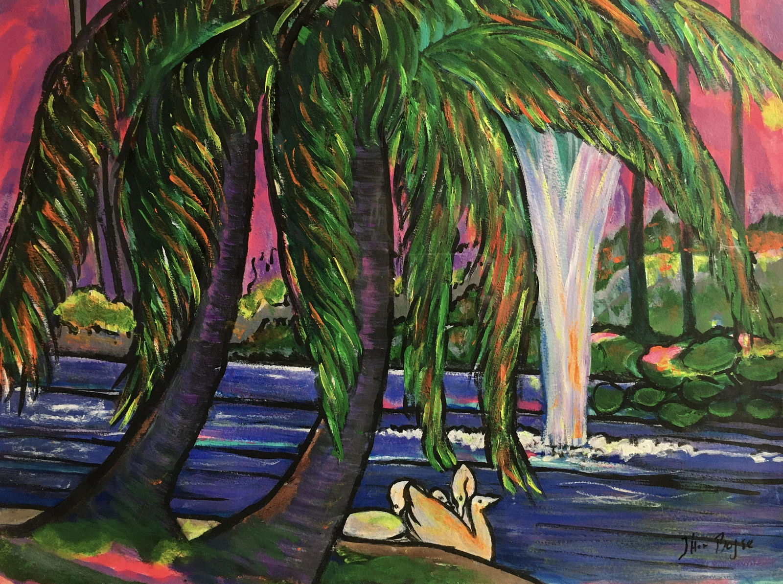 John Boyce -: acrylic on paper, 29 x 23 in, framed 31 1/4 x 25 1/4 in, signed, good condition. John Boyce is a Los Angeles artist who, after 33 years of developing his own unique expression, has received national a