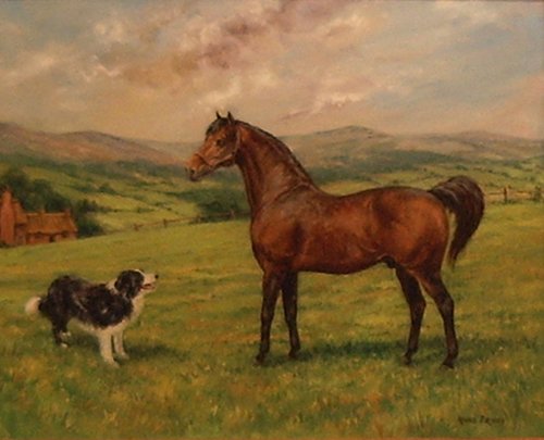 Dog and Horse; Oil on canvas by Briggs Anne; Size