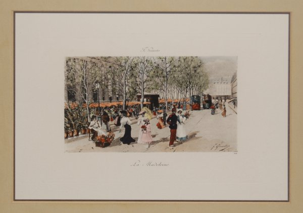 "La Madeleine"; hand colored engraving by F. Giu