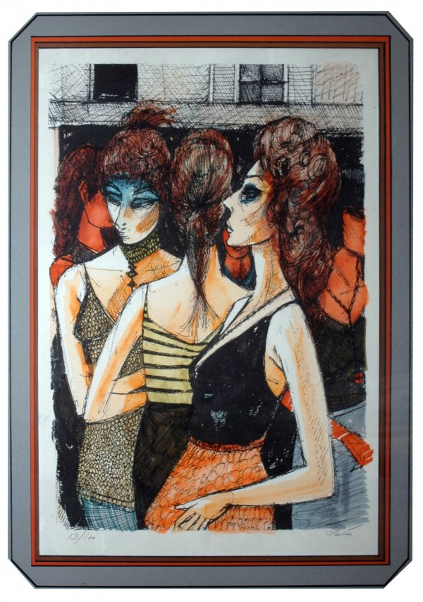 Lithograph 13/100 by Jean-Luc Deru; Size: 22"x17