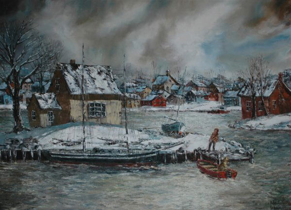 "Seascape; Oil on canvas by Robert Lebron; Size: "Seascape; Oil on canvas by Robert Lebron; Size: 24" x 30"; Biography: Robert Lebron was born in 1928 in New York City. At a young age he moved from New York to Puerto Rico with his fisherman cousin w