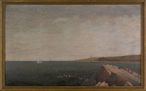 Twin Lights, Portland, Maine; Oil on canvas by Wi: Twin Lights, Portland, Maine; Oil on canvas by William Frederick Ritschel; Size: 22"x36"; William Frederick Ritschel was a German artist born in Nurnberg, Bavaria. He later moved to the US, first livi