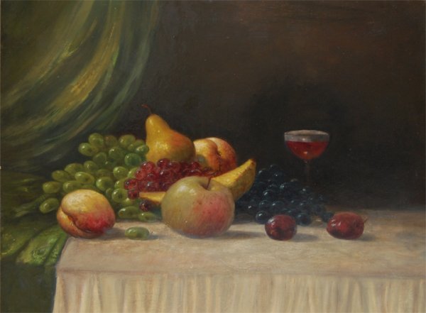 Still Life; Oil on canvas by Robert Scott Duncans: Still Life; Oil on canvas by Robert Scott Duncanson; Size: 20"x24"; Robert Scott Duncanson (c. 1822 - December 21, 1872) was born in Seneca County, New York in 1821. Duncanson's father was a Canadian