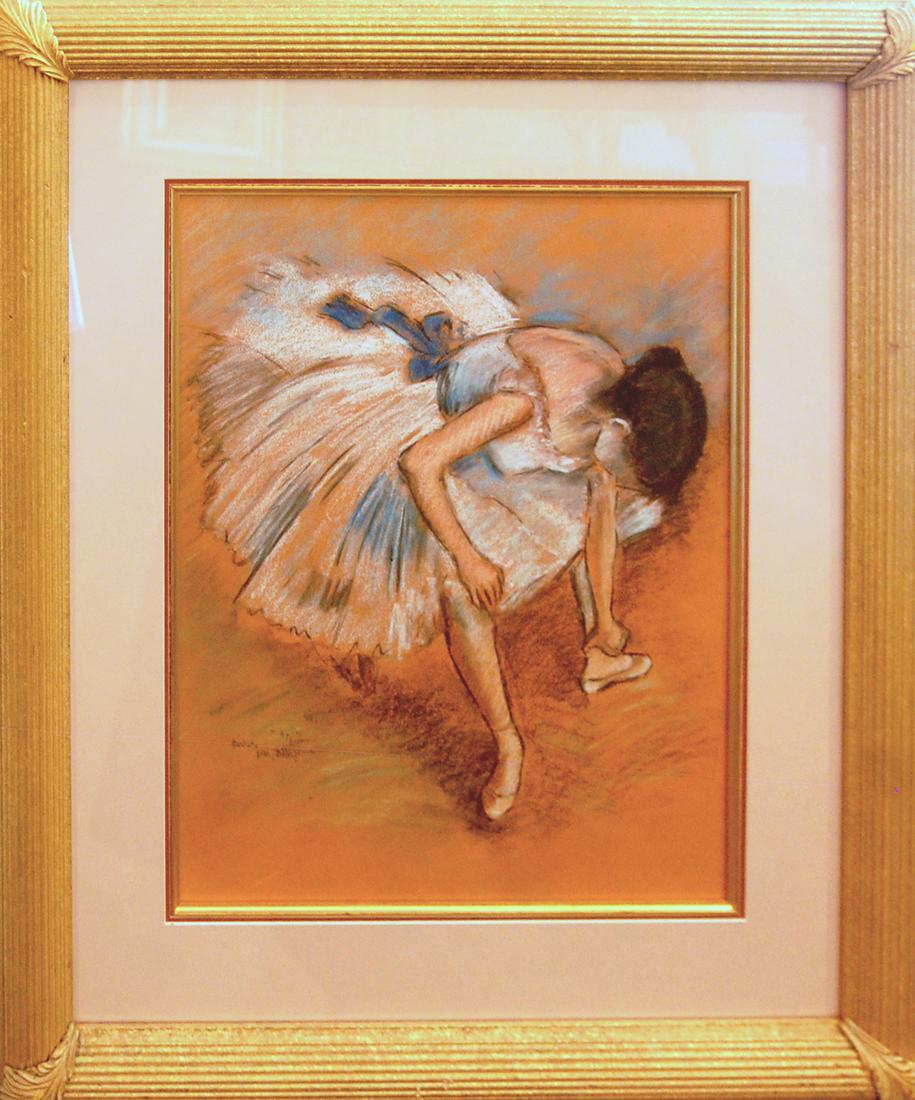 Nicoletta Vigevani (Italian 20th c) - Ballerina: Nicoletta Vigevani (Italian 20th c) - Ballerina (after Degas). pastel on paper, 20 x 17 in; framed: 31 x 27.5 in, signed, ballerina dance european degas.
