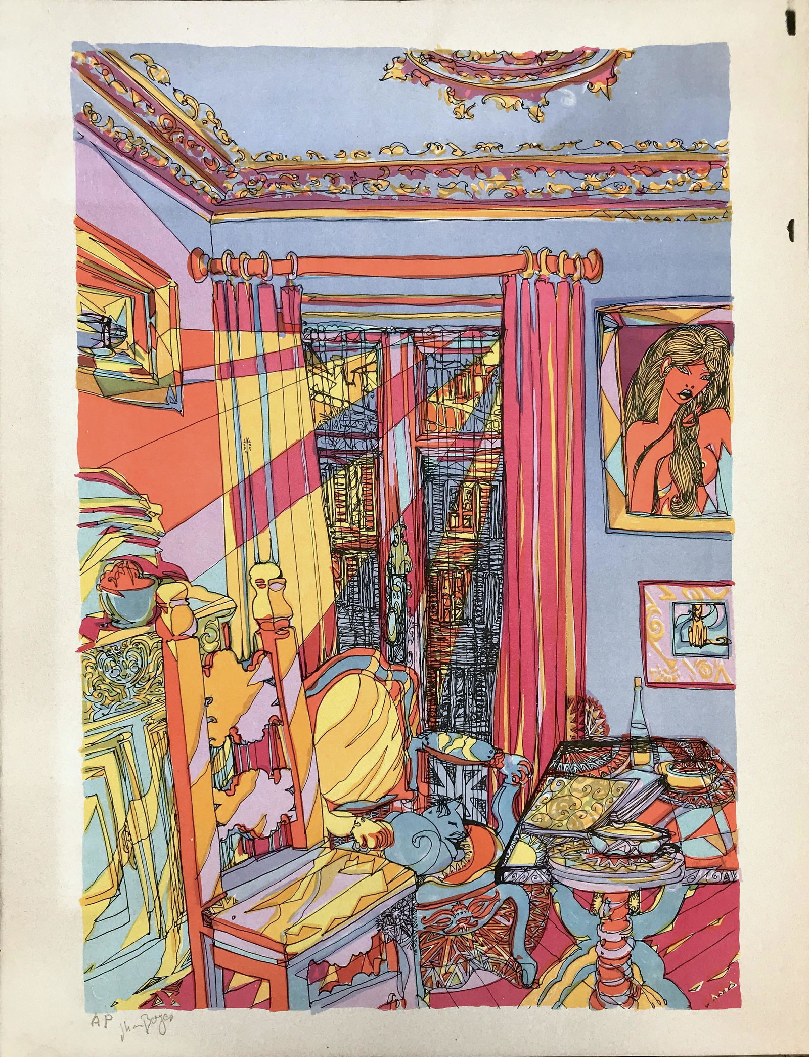 John Boyce (American 1938): John Boyce (American 1938). print on paper A/P, 20 x 26 in; printed in France, good condition. John Boyce is a Los Angeles artist who, after 33 years of developing his own unique expression, has recei