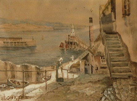 Cortes Edouard (French 1882-1969) "Vue du Petit Po: Cortes Edouard (French 1882-1969) "Vue du Petit Port", watercolor on paper, signed, 5 1/4" x 7" framed: 14.4" X 16 1/4", good condition Edouard Cortes, of French and Spanish ancestry, was born in Lagn