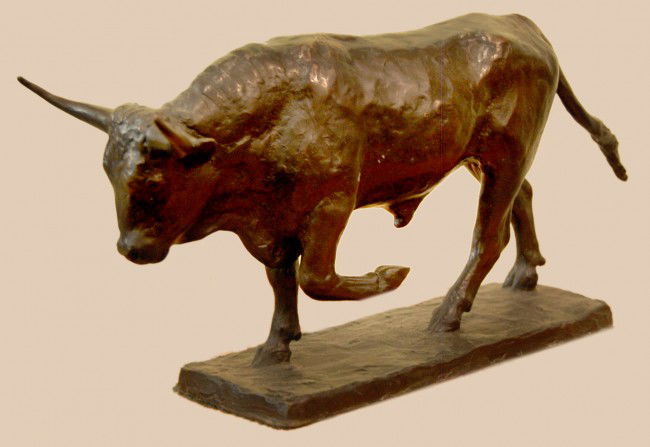 De Creeft Alice (Amrican born 1899) ''Bull": De Creeft Alice (Amrican born 1899) ''Bull,bronze, h 7' x w 15.5'" Alice Carr De Creeft was born October 3, 1899, Roanoke, Virginia. She studied at Art Institute of Chicago under AlbinPolascek(1922-19