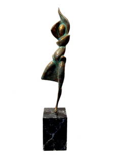 Paul Fairley (Canada 1948 - 1991) - Flaming Dancer: Paul Fairley (Canada 1948 - 1991) - Flaming Dancer bronze with patina, painted marble base h 24 in signed, edition of 7 Paul Fairley was born and raised in Guelph, Ontario Canada. He graduated and sub