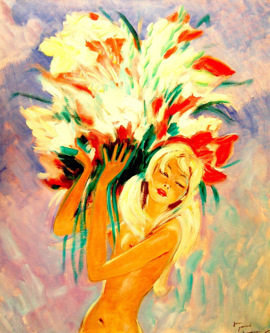 Domergue Jean-Gabriel (French 1889-1962) "Portrait : Domergue Jean-Gabriel (French 1889-1962) "Portrait of a Lady", oil on canvas, 30" x 22", 1948. Artist Bio: Domergue was born on March 4, 1889 in Bordeaux and studied at the École nationale supérieur