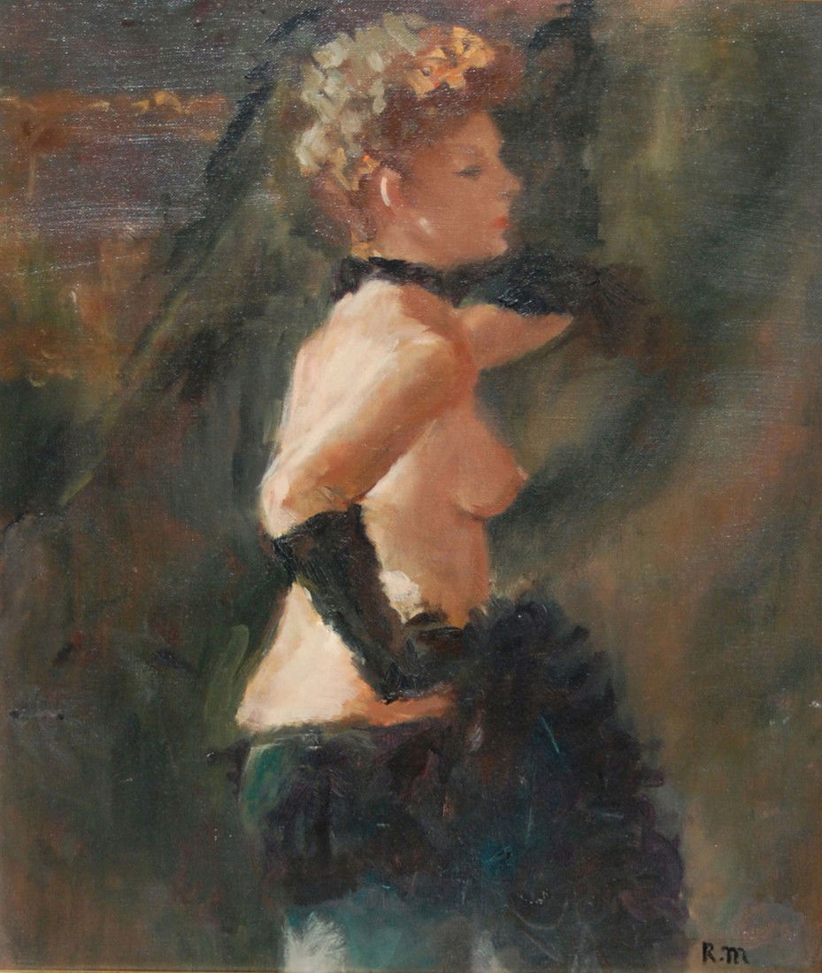 Marsh Reginald (French born American 1898-1954): Marsh Reginald (French born American 1898-1954) , oil on canvas, 20'' x 16". Artist Bio: Reginald Marsh (March 14, 1898 – July 3, 1954) was an American painter, born in Paris, most notable for his d