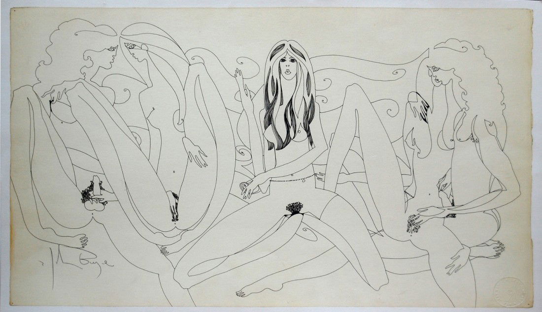 Boyce John (American 20th century) "Love Speaks": Boyce John (American 20th century) "Love Speaks", frontispiece from the book Aphrodisia (Erotic drawings by John Boyce for selected Passages from the Works of Anaïs Nin, with an introduction by Anaï