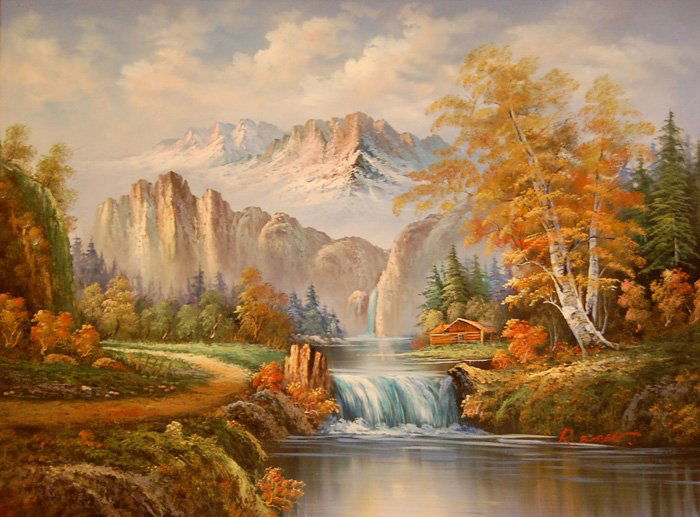 Large landscape painting by Boren R