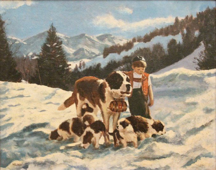Helner “Boy with Saint Bernards” (1 of 2)