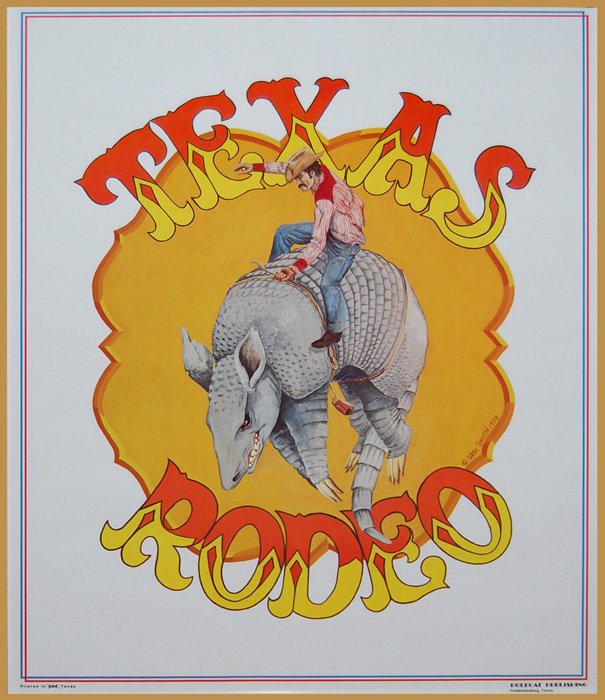 Smith S. (American 1918) “Texas Rodeo”: Smith S. (American 1918) “Texas Rodeo” poster 23 x 18.5” Studied: Randall Davey, Jack Levine, Ben Turner & Carl von Hassler. Exhibited: Corcoran Gallery, 1948 (solo); Santa Fe (NM) MFA, 1949; Bo