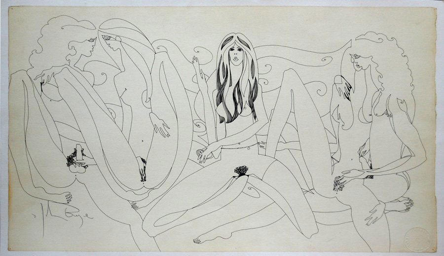 Boyce John. For passages of works by Anaïs Nin.: Boyce John (American 20th century) plate from the book Aphrodisia (Erotic drawings by John Boyce for selected Passages from the Works of Anaïs Nin, with an introduction by Anaïs Nin) Archival Giclé