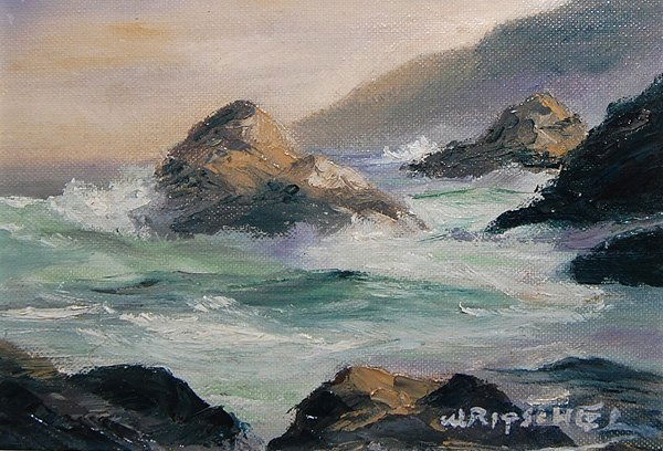 William Frederick Ritschel (German 1864-1949) oil on: William Frederick Ritschel (German 1864-1949) , oil on canvas-board 6 x 8" with frame: 10.5 x 12.5" Artist biography: Birth place: NŸrnberg, Bavaria, Germany. Death place: Carmel, CA Studied: Royal A