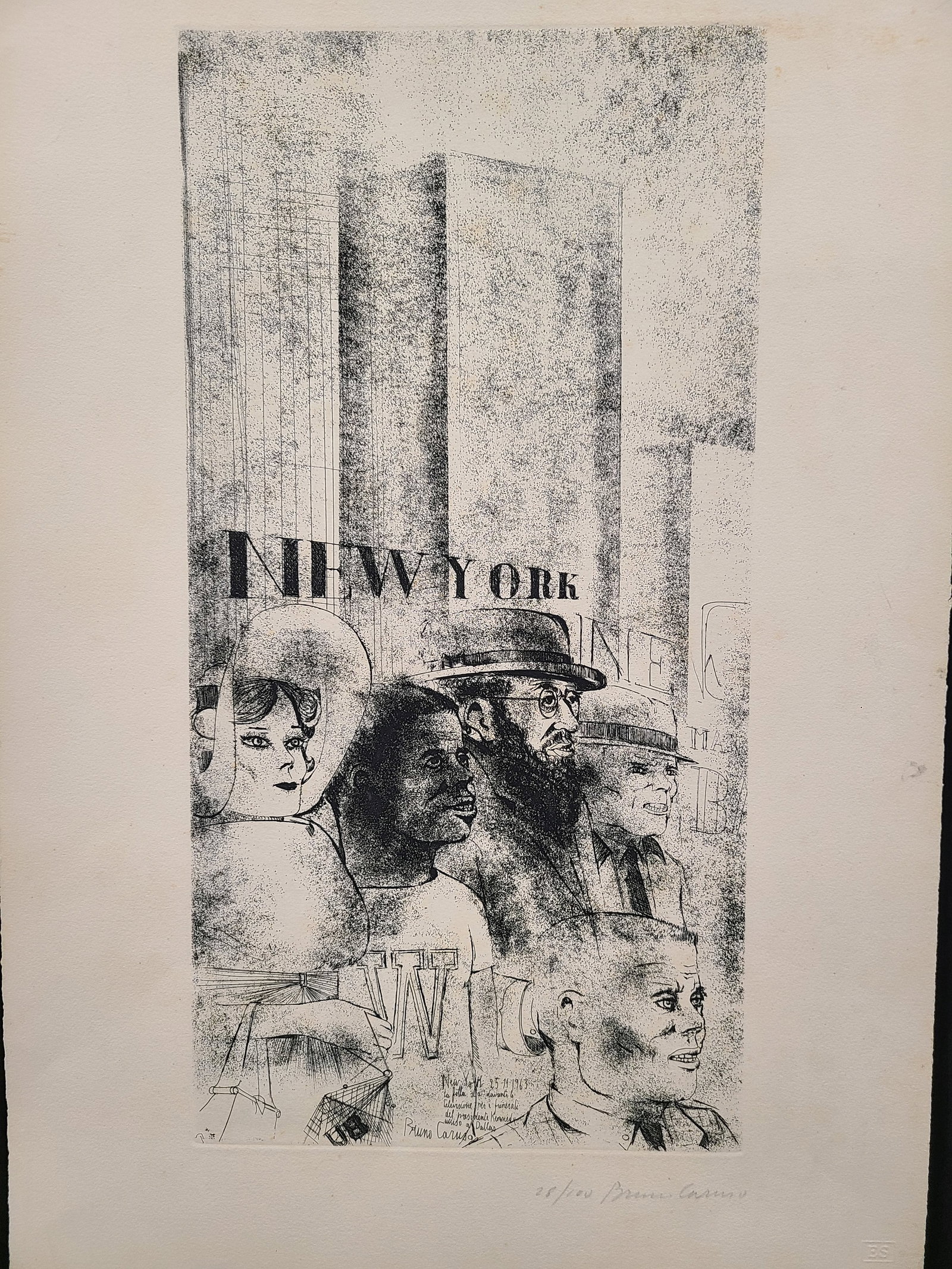 New York City By Bruno Caruso 28/100: Item pictured is being sold. See photo. This item has been stored untouched for 40 years and is being sold As-Is.