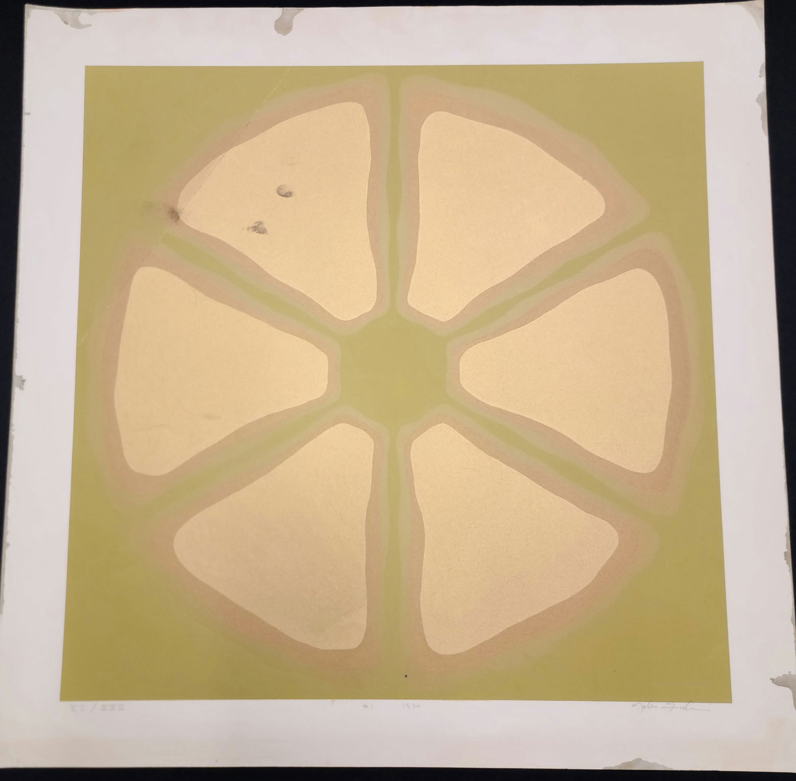 Colored Lithograph By Nobu Fukui 1970 #1: Item pictured is being sold. See photo. This item has been stored untouched for 40 years and is being sold As-Is.