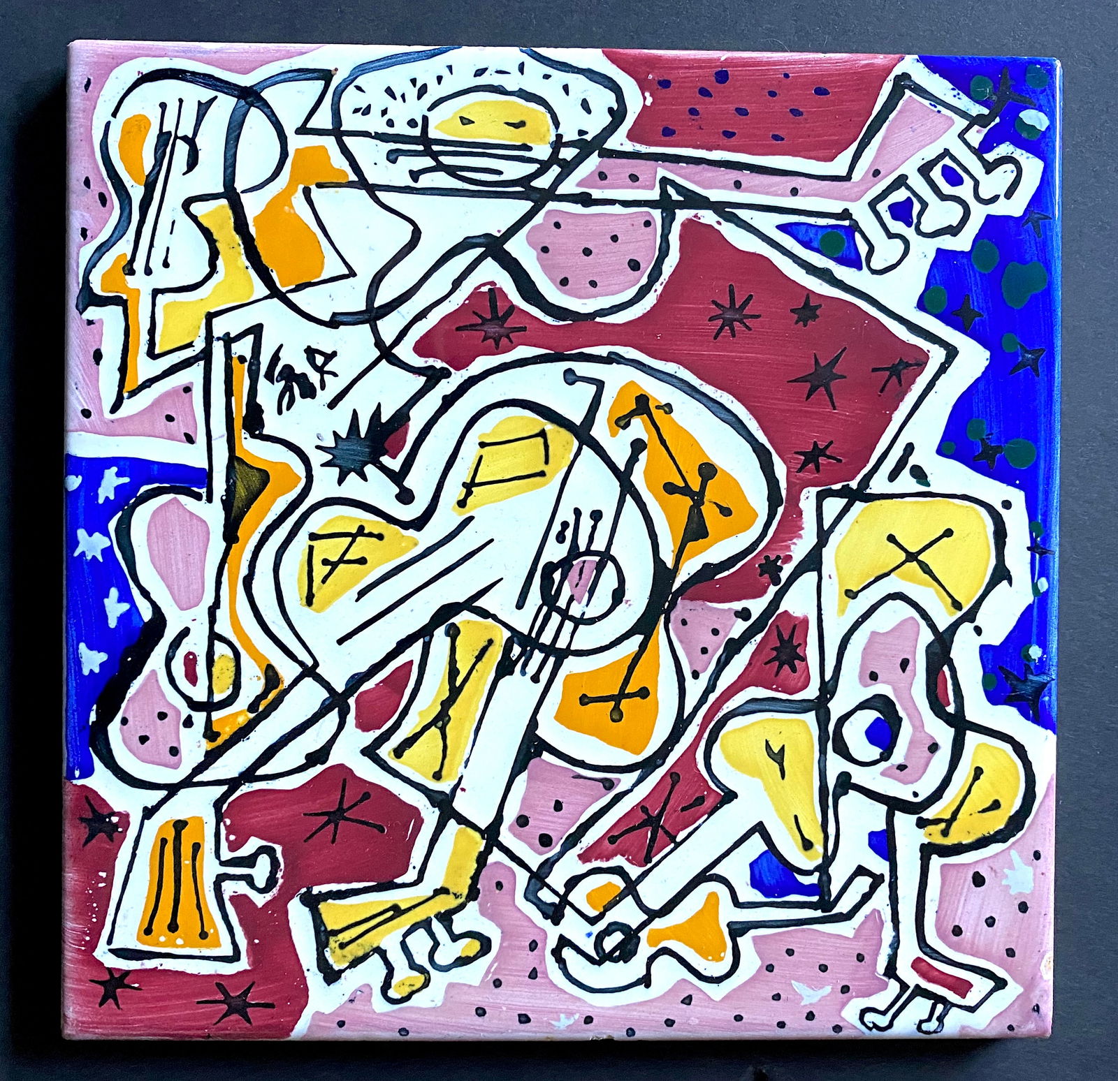 Salvador DALI Ceramic Tile - La Catalane Suite 1954 original "GUITAR" (1 of 3)