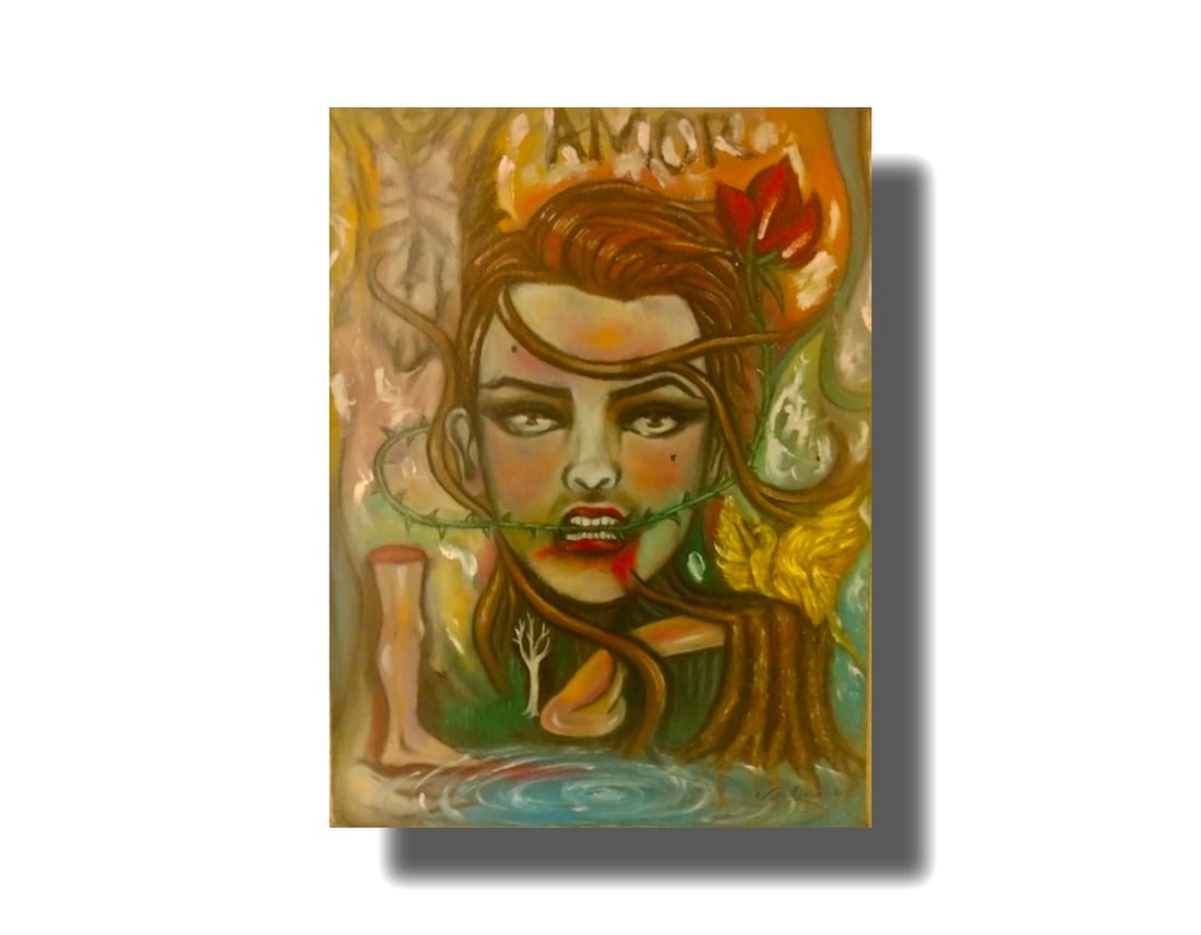 Julio Galan (1958-2006 Mexican)  Oil on Canvas. "Self Portrait" (1 of 3)