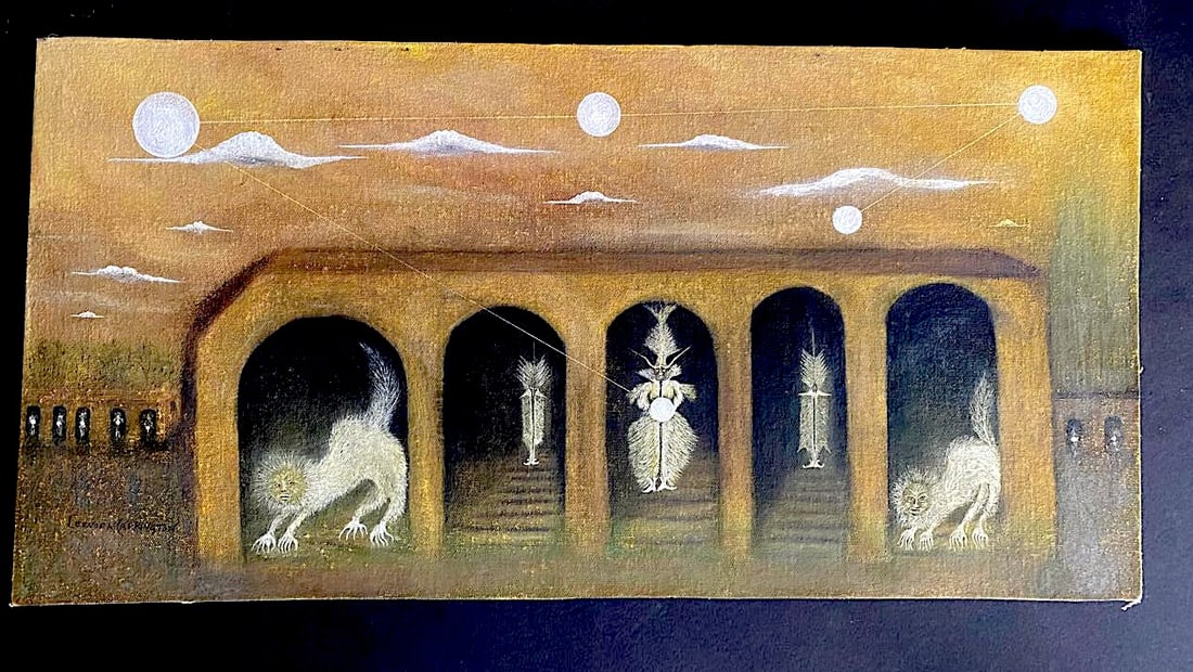 Leonora Carrington (1917-2011) Attr. Oil on Board ORIGINAL "The Five Portals" (1 of 9)