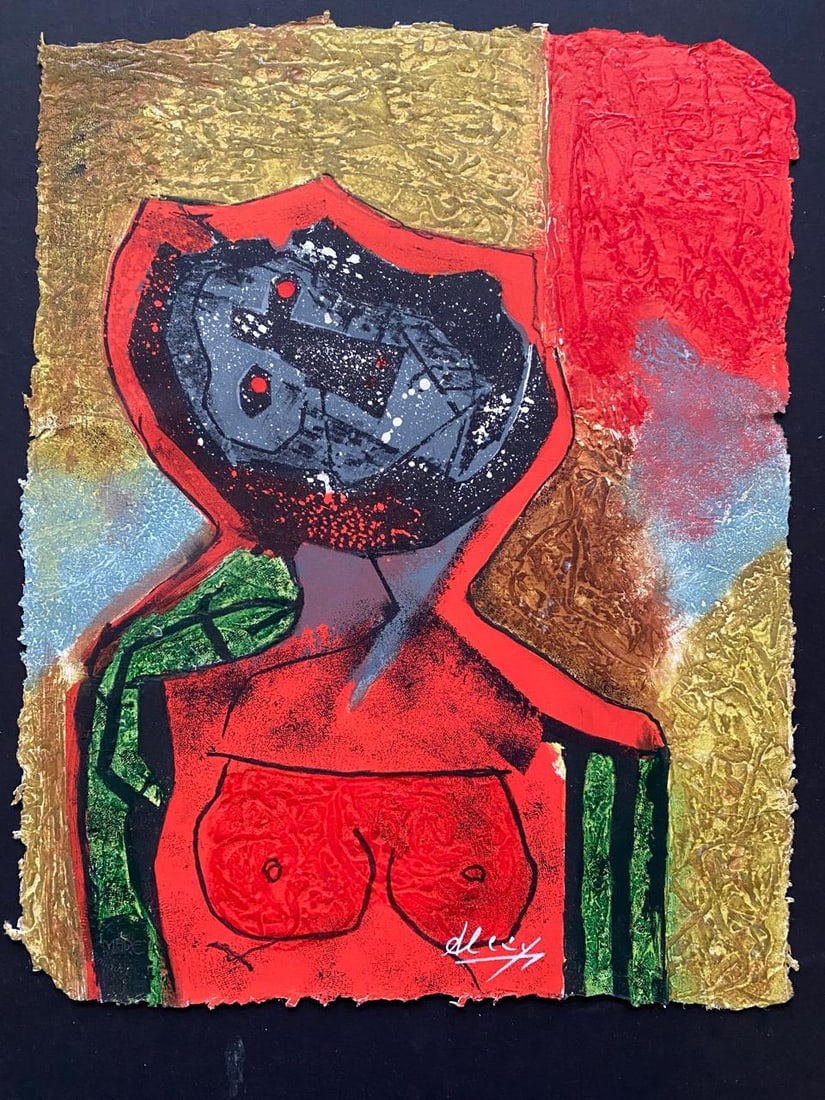 Alejandro Santiago, signed Mixography on paper,  "Character" (1 of 2)