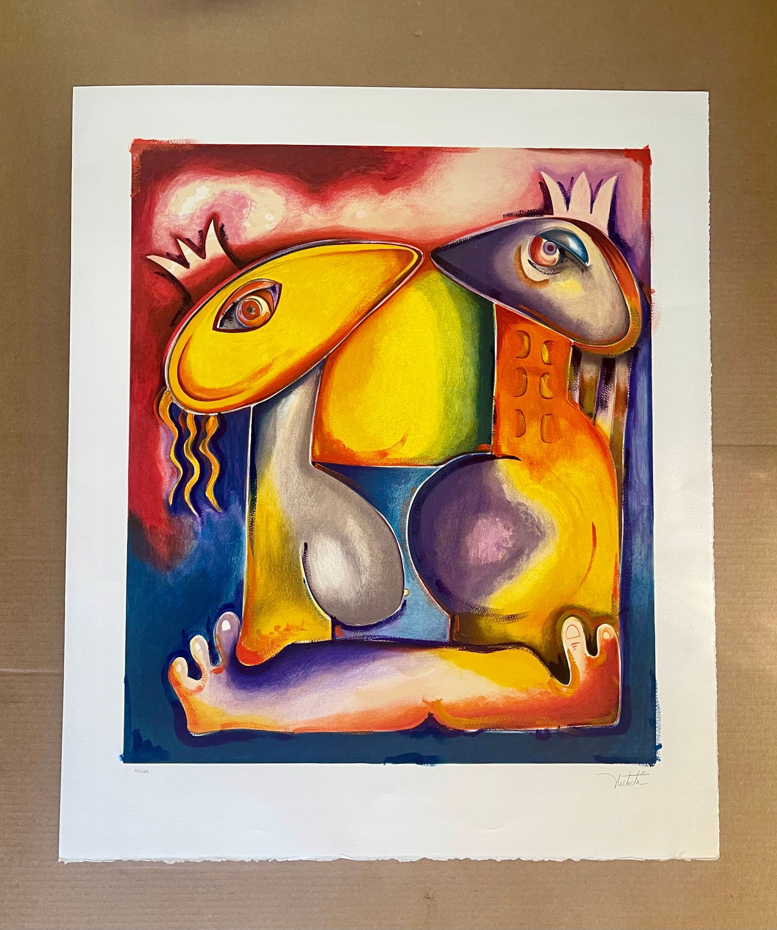 Alexandra Nechita, Lithograph signed/numbered ARTIST EMBELLISHED "The Beginning of Us" (1 of 7)