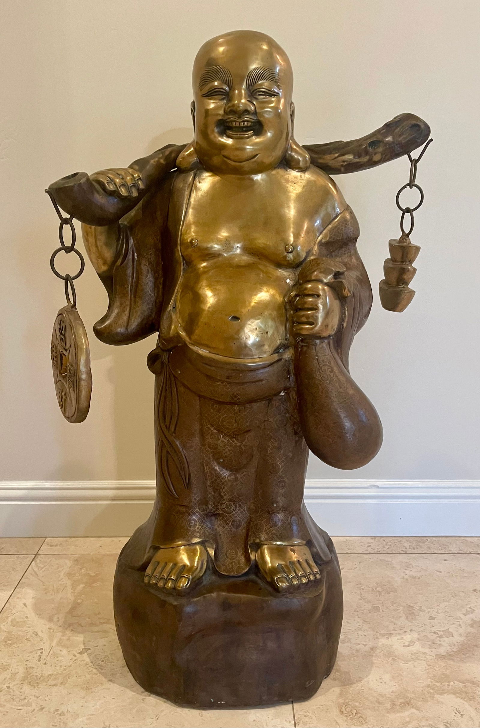 Vintage LARGE Brass standing Buddha (1 of 8)