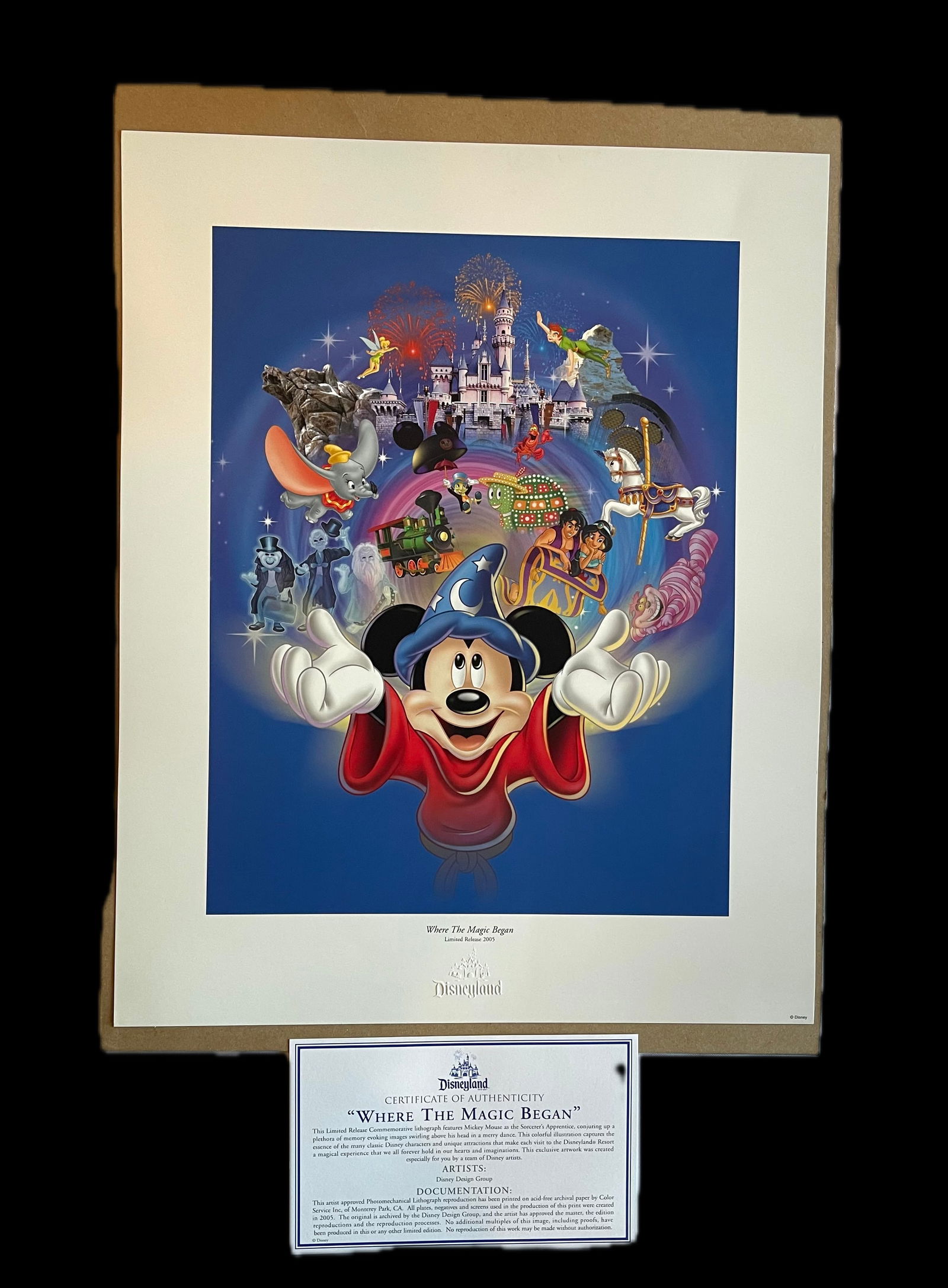 Disney Limited Release Lithograph 2005  " Where The Magic Begins"  w- COA (1 of 5)