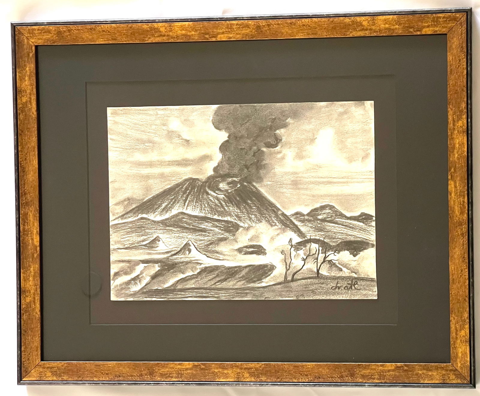 Dr ATL, ORIGINAL, Charcoal on Paper, "Popocatepetl" (1 of 5)