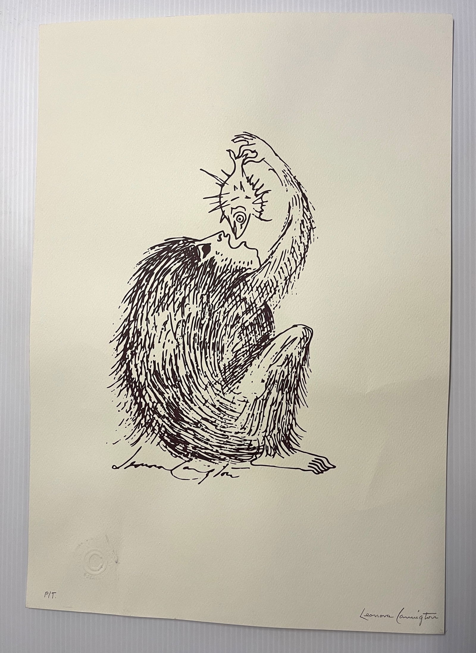 Leonora Carrington, signed Etching  "MONKEY EATING A FISH" (1 of 7)
