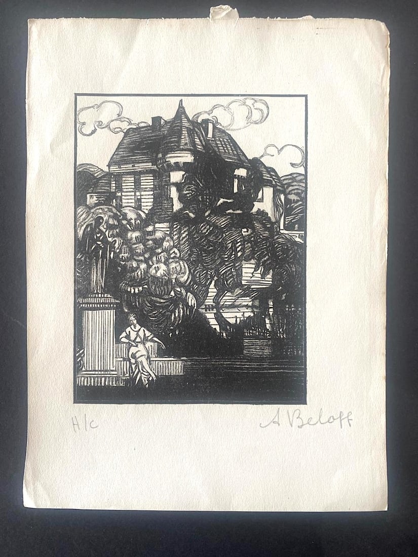 Angelina Beloff, signed Etching  "Castle" (1 of 4)