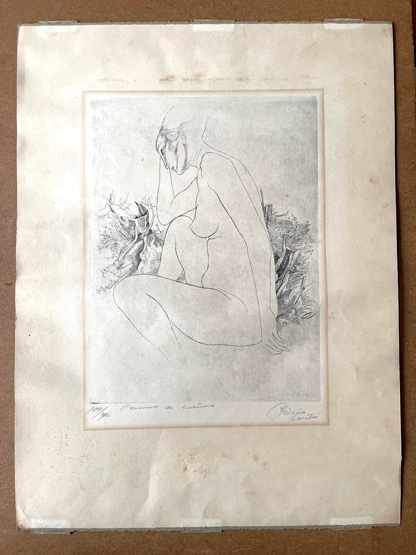 FEDERICO CANTU, ETCHING AND DRYPOINT, "Paramo de Suenos": NO RESERVE Item Details Artist: Federico Cantu Title: "Paramo de Suenos" Year: unknown Dimensions: 20 x 28 inches Edition: Etching Framed: yes Medium:Etching and Drypoint Condition: Good Frederico Can