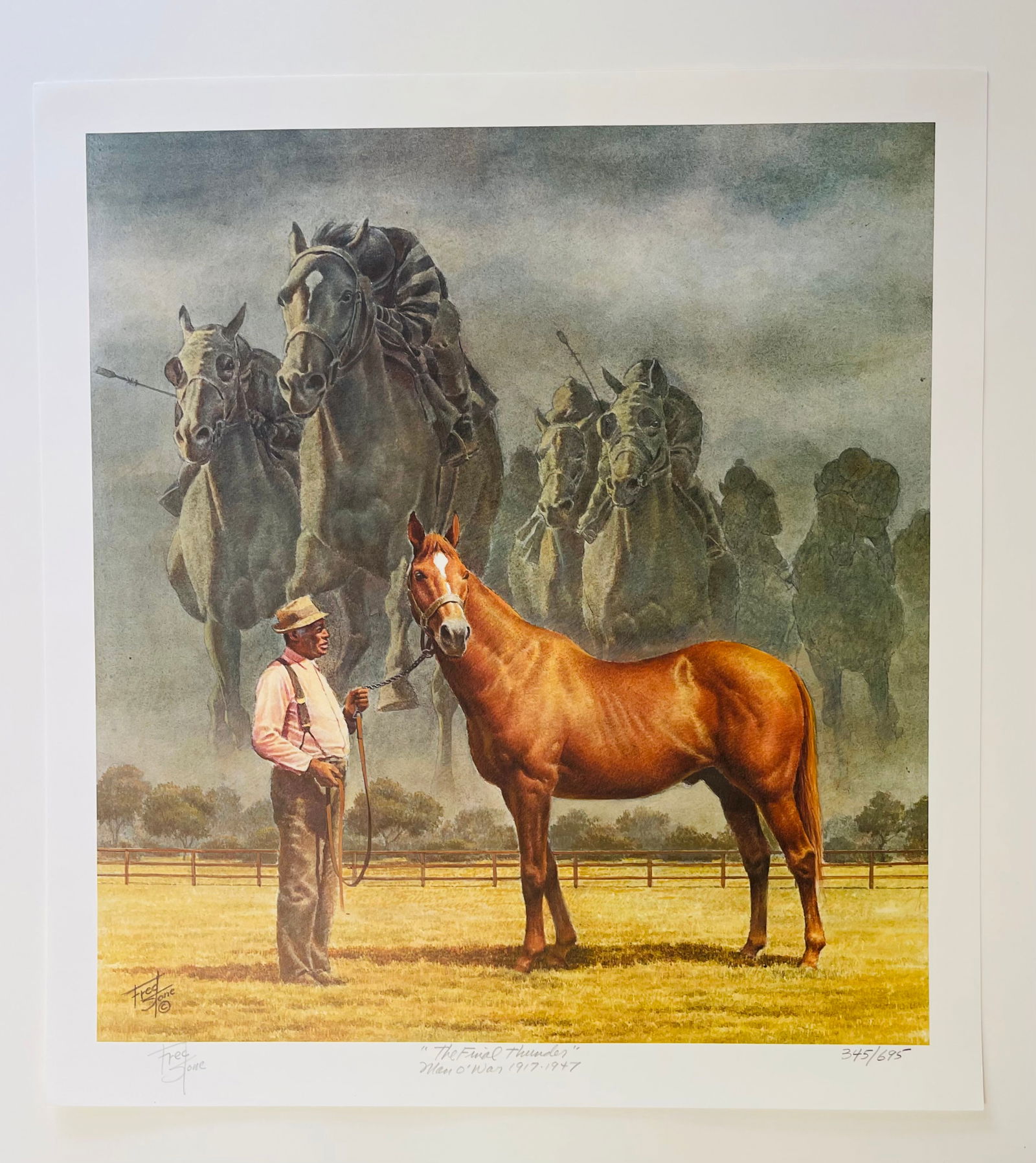 Fred Stone (American b.1930)  Signed/numbered, Man o War Lithograph "The Final Thunder" (1 of 4)