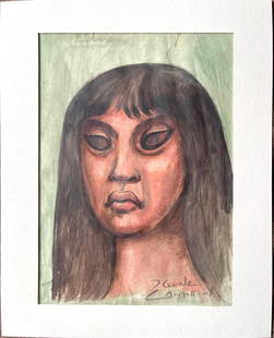 Jorge Gonzalez Camarena, signed Gouache on paper "Child Portrait": NO RESERVE Item Details Artist: Jorge Gonzalez Camarena Title: Child Portrait Year: unknown Dimensions: Edition: Original Medium: Gouache on paper Condition: Good Details: signed Shipping in house app