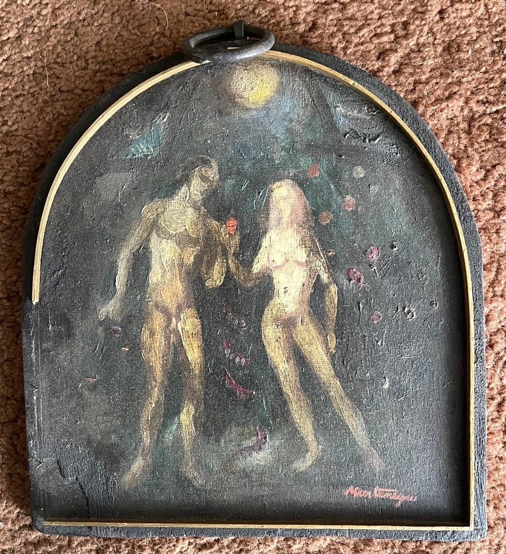 Roberto Montenegro, Oil on Wood, "Adam and Eve" (1 of 4)