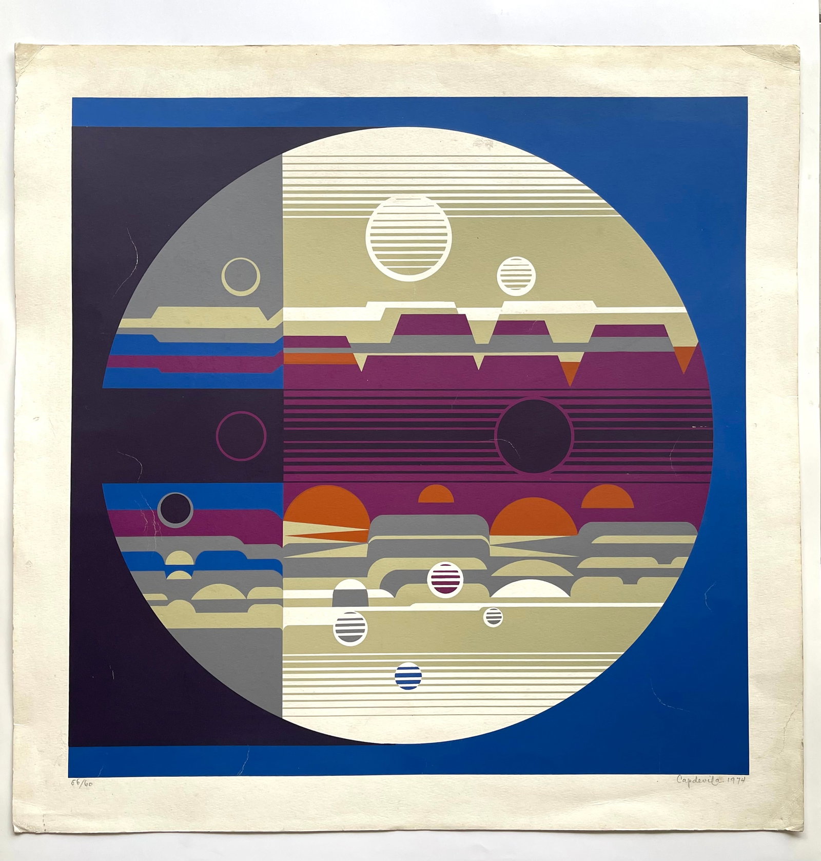 Francisco Moreno Capdevilla, Serigraph on Paper, Signed, "Moon No 1, 1974": NO RESERVE Item Details Artist: Francisco Moreno Capdevilla Title: Luna #1 Year: 1974 Dimensions: 19.5 x 19.5 inches Edition: #211 of 250 Framed: yes Medium: Serigraph Condition: Very good Shipping: T