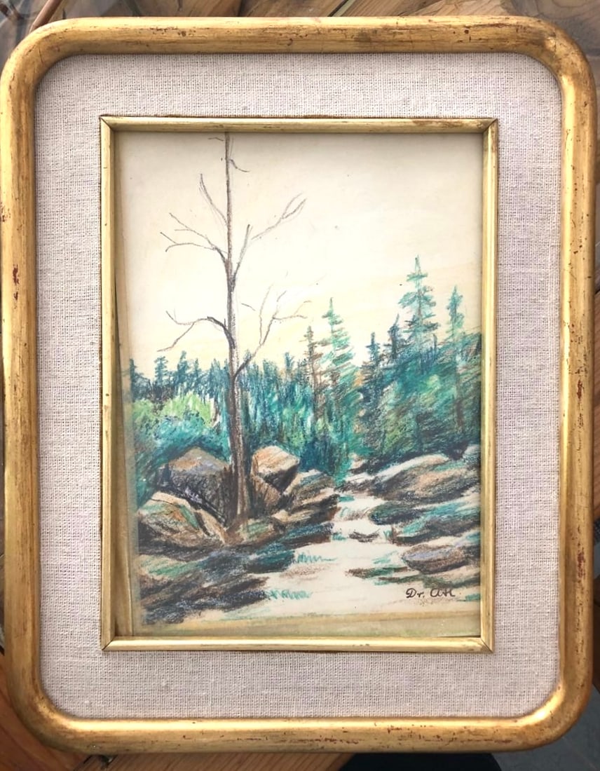 Dr ATL, ORIGINAL, Pastel on paper, "Landscape with River" (1 of 4)