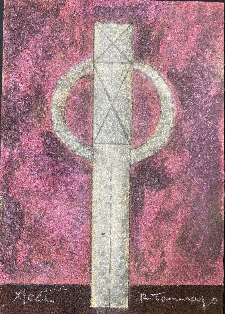 Rufino Tamayo, Mixograph Card, signed/numbered "Hombre II": NO RESERVE Item Details Artist: Rufino Tamayo Title: Hombre Abstracto Year: 1981 Dimensions: 9 x 6 3/4 inches Edition: X/CCL Framed: no Medium: Mixograph Condition: Excellent Details: Hand signed by t