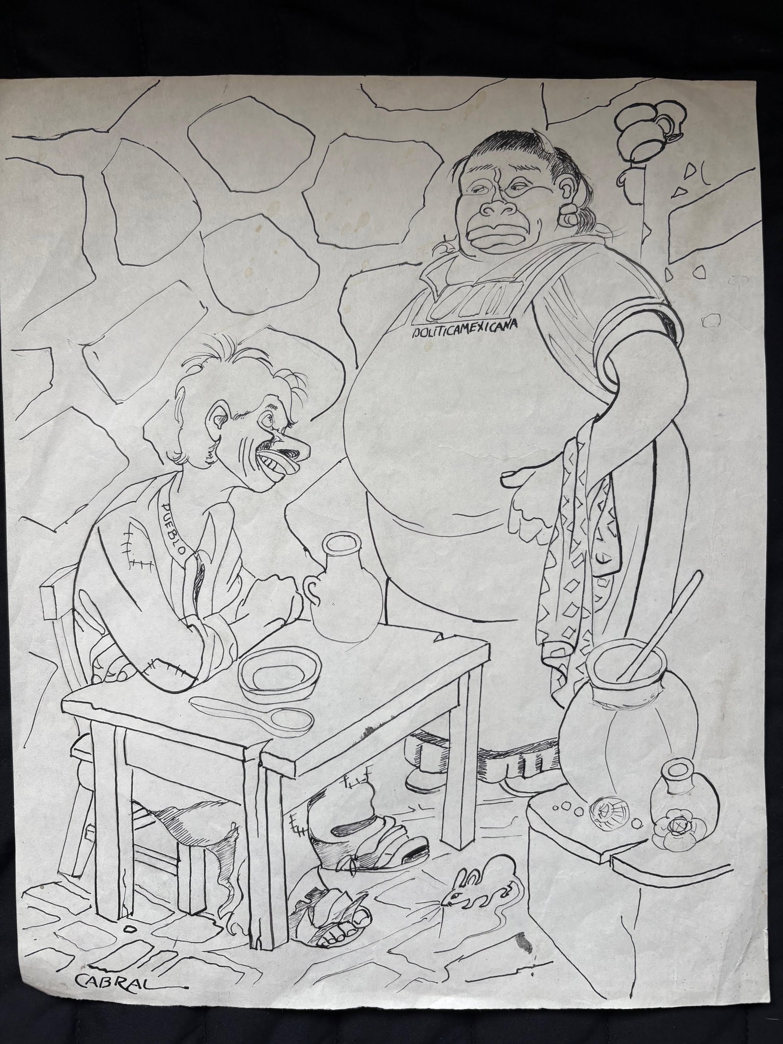 Ernesto García Cabral "Chango" (Mexican 1890-1968) ORIGINAL, ink on paper "Cartoon" (1 of 3)