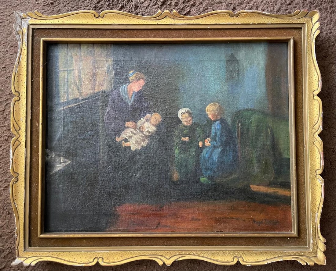 Angel Zarraga (1886-1946 Mexican) Artist signed ORIGINAL Oil on Canvas (1 of 4)