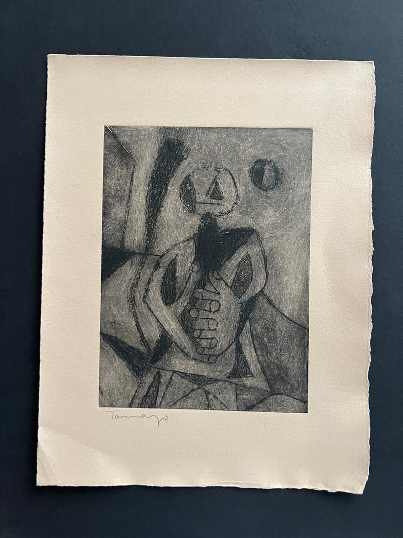 Rufino Tamayo (1899-1991) Etching, Hand signed, "Man Contemplating the Moon" (1 of 4)