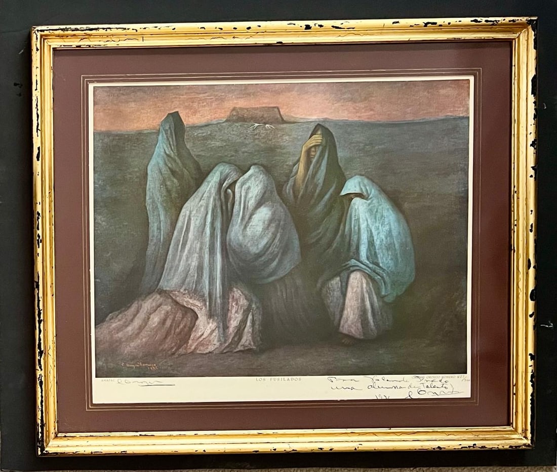 Carlos Orozco Romero (1896-1984), "Los Fusilados": NO RESERVE Item Details Artist: Carlos Orozco Romero Title: untitled Year: unknown Dimensions: 8 x 12 in. Edition: signed/numbered Framed: yes Medium: Litograph handsigned and number Condition: good <