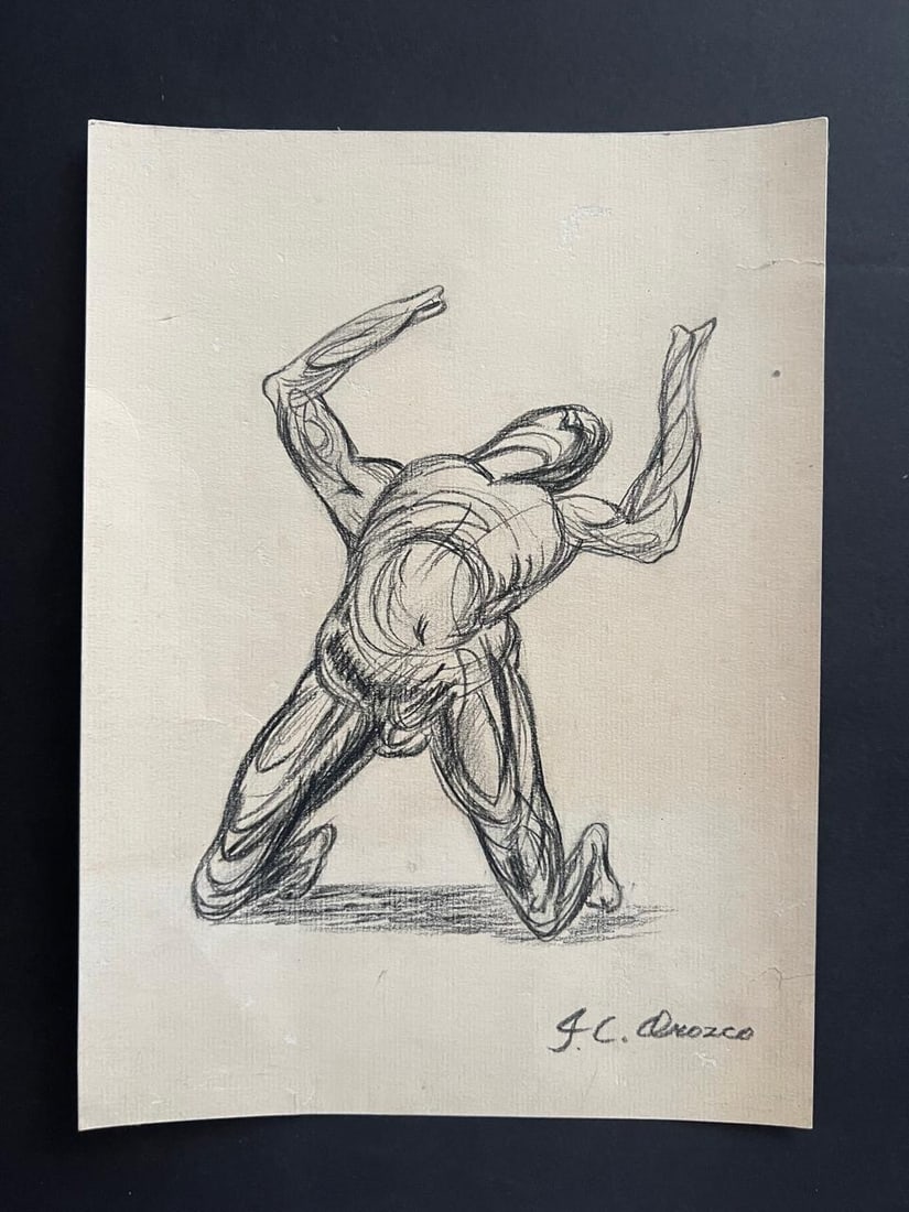 Jose Clemente Orozco, ORIGINAL Drawing Hang Signed "Dancer": NO RESERVE Item Details Artist: Jose Clemente Orozco Title: "Dancer" Year: unknown Dimensions: 8 1/2 x 11 in. Edition: original hand signed Framed: no Medium: pencil on paper Condition: Vintage