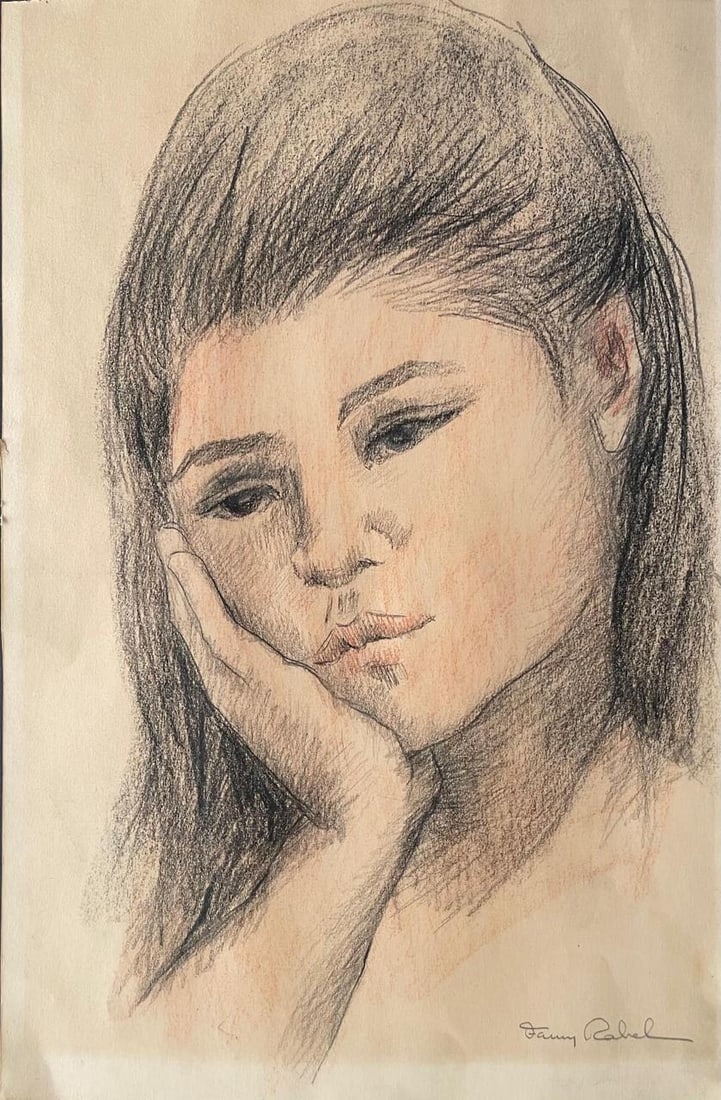 Fanny Rabel (1922-2008), Pencil on Paper "Child Portrait": NO RESERVE Item Details Artist: Fany Rabel Title: Child Portrait Year: unknown Dimensions: (unframed) 13 x 11 inches Framed: no Medium: color pencil on paper Condition: good Shipping: This item will s