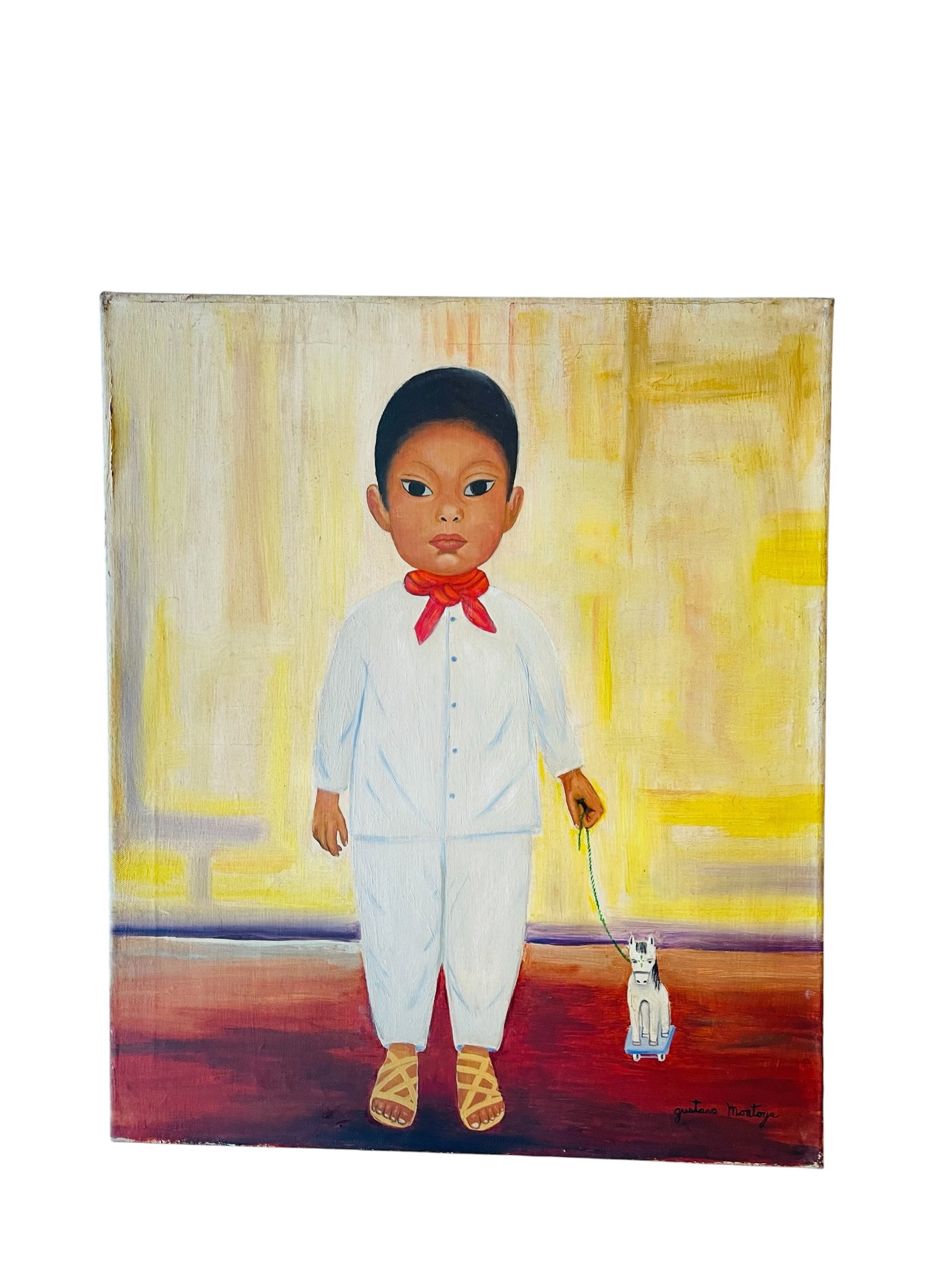 Gustavo Montoya (1905-2003) ORIGINAL Oil on canvas "Nino de Veracruz" W COA: NO RESERVE Item Details Artist: Gustavo Montoya Title: Nino de Veracruz Year: unknown Dimensions: 23 1/2 x 19 3/4 inches Edition: ORIGINAL Framed: no Condition: Good Details: COA Hand signed by the Ar