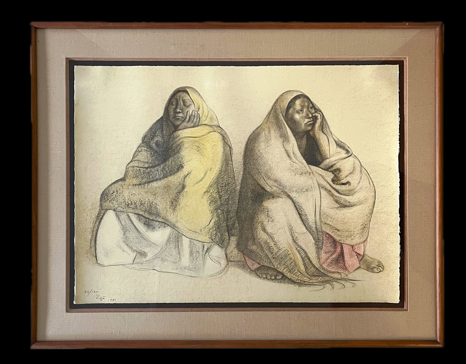 Francisco Zuniga (Mexican 1912-1998) signed/numbered Lithograph #86/135 "Seated Figures" (1 of 10)